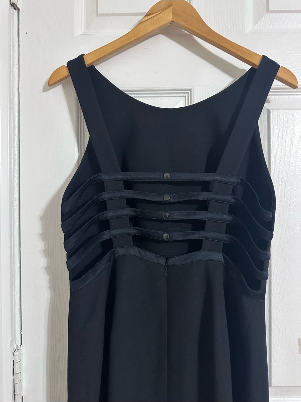 VTG 90s Andrea Polizzi Black Column Gown Open Back Tag 12 Fits Small 4/6 - Picture 6 of 9